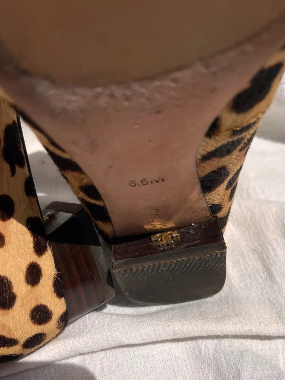 Tory Burch Gigi Leopard Print Calf Hair Block Heel Pumps